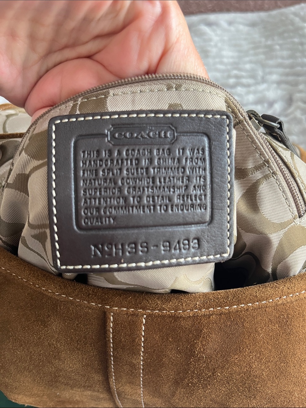 Coach Brown Suede Buckle Shoulder Bag with Dark Strap - Picture 7 of 12